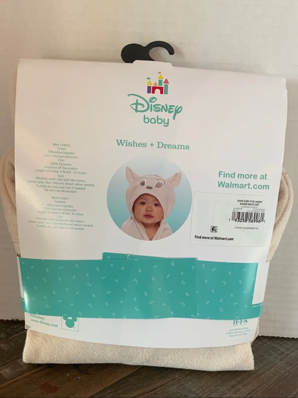 Disney Baby Hooded Towel & Washcloth Set in Cream with Bambi Face